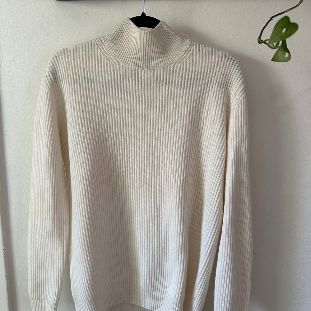 Tom ford White Turtleneck Ribbed Sweater